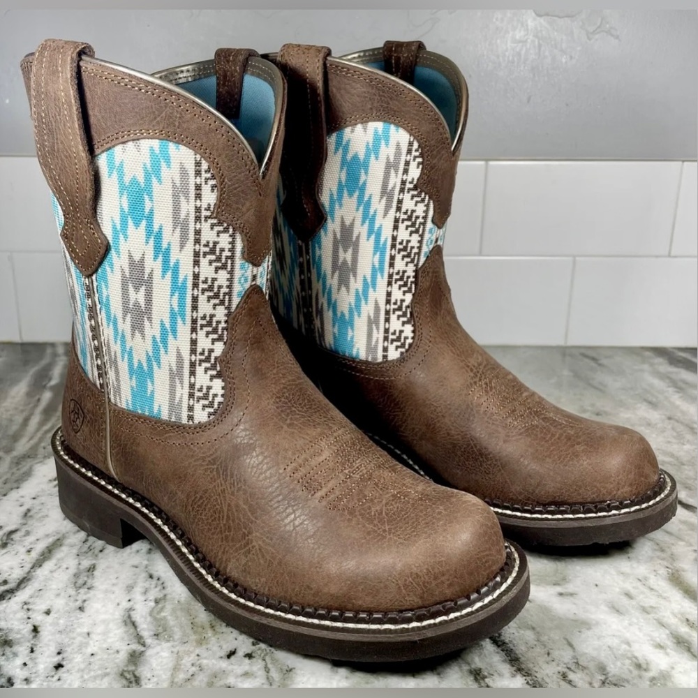 Ariat Fatbaby Heritage Twill Round Toe Womens Western Boots 10034039 Size 6B EUC